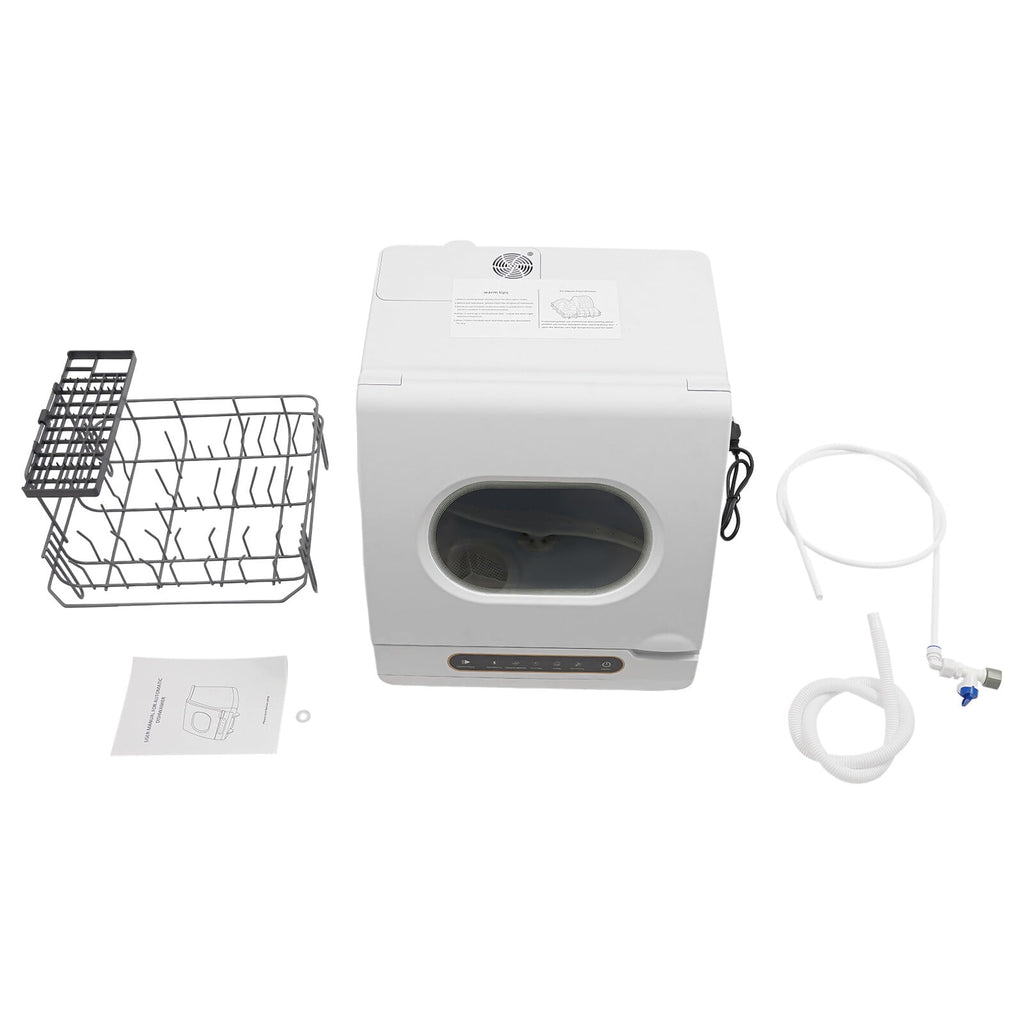 Portable Countertop Dishwasher 5 Washing Programs with Water Tank Leak-Proof Dry 360° Rotation Flushing, Uitable for Homes Kitchen Apartments Dormitories Campers