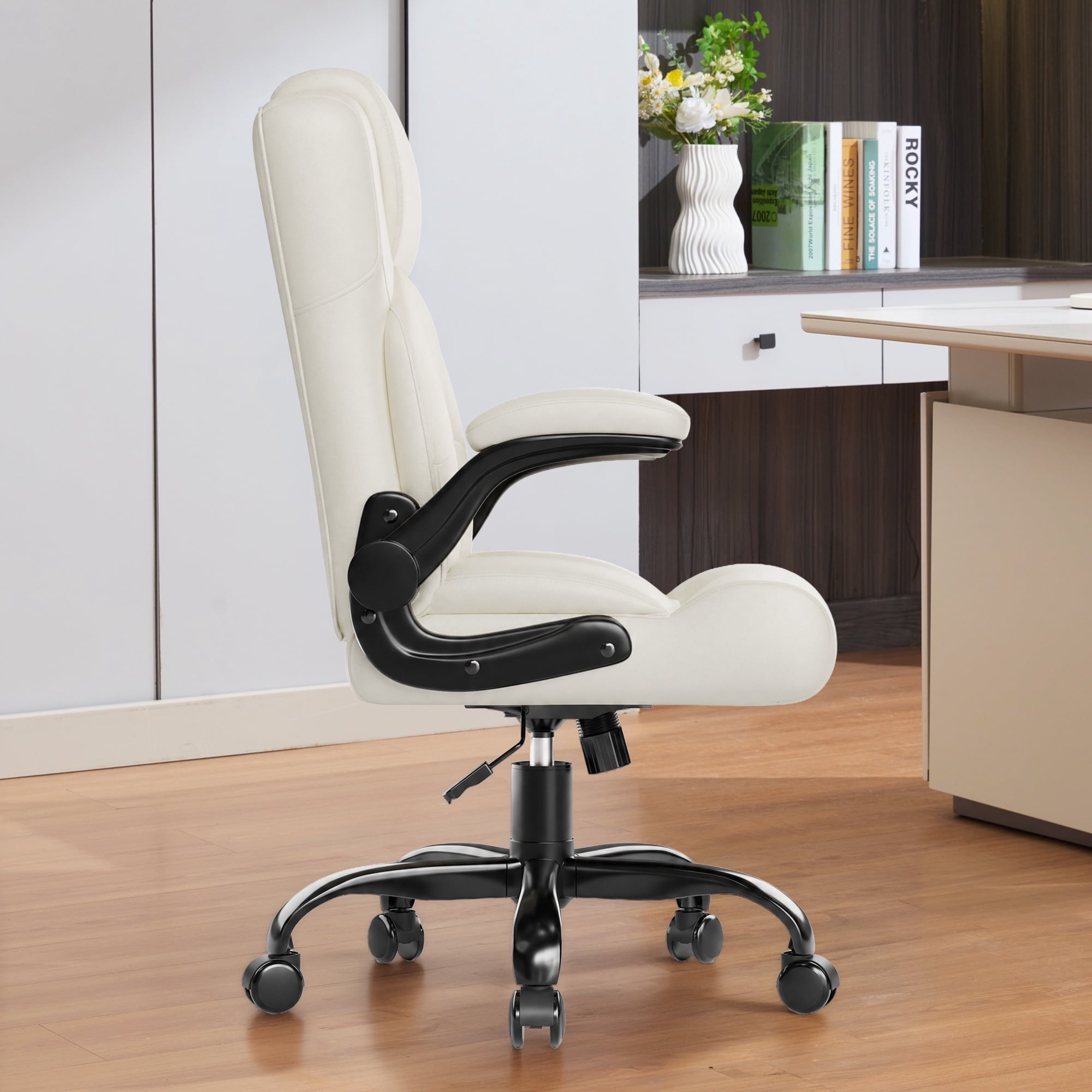 JONPONY Leather Office Chair, Big and Tall Office Chair 400LBS Wide Seat Ergonomic Computer Desk Chair High Back Executive Leather Chair Adjustable Task Chair Lumbar Back with 1-Year Warranty, Black