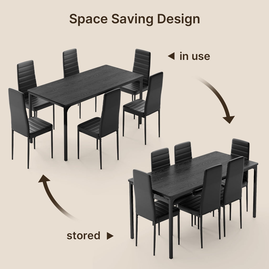 Asofer 5-Piece Dining Table Set for 4, Mid-Century Modern Solid Wood  Kitchen Table and 4 Upholstered Chairs, Small Space Rubberwood Dinette Set for Apartment, Walnut