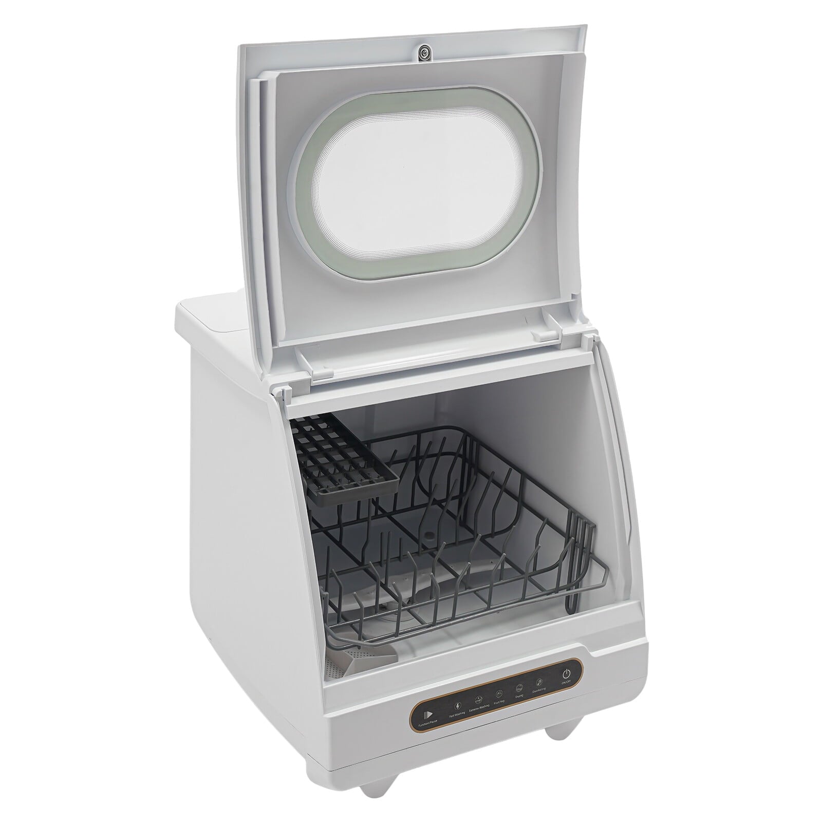 Portable Countertop Dishwasher 5 Washing Programs with Water Tank Leak-Proof Dry 360° Rotation Flushing, Uitable for Homes Kitchen Apartments Dormitories Campers