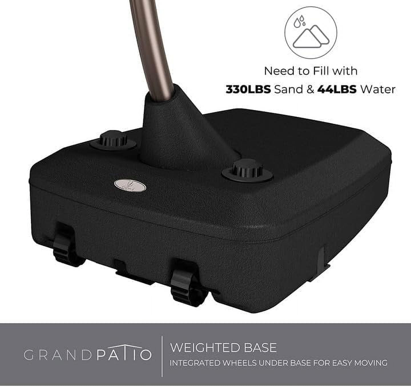 GRANDPATIO 12 Ft Outdoor Umbrella with Base, Large Aluminum Cantilever Offset Umbrella for Patio Pool, Black & White