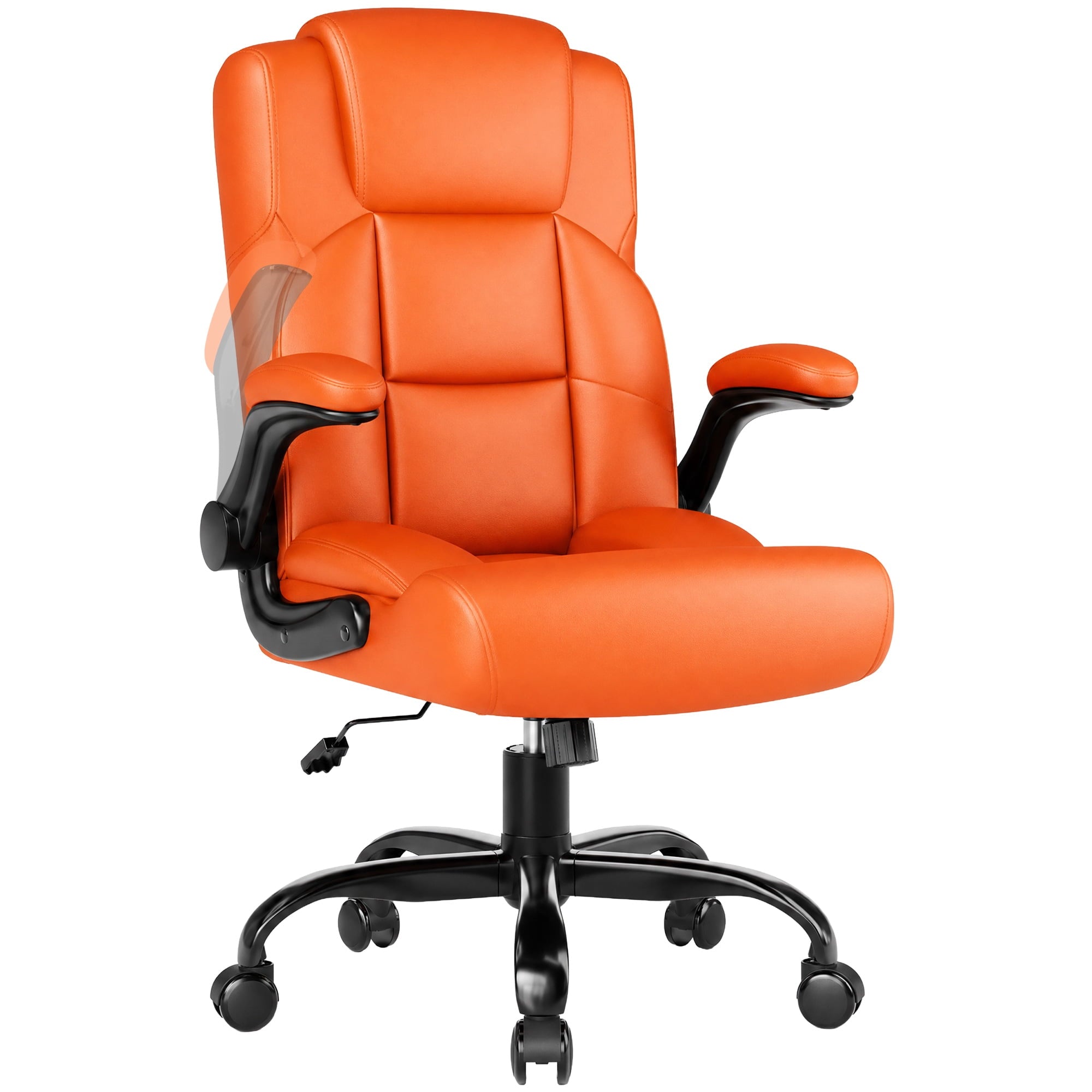 JONPONY Leather Office Chair, Big and Tall Office Chair 400LBS Wide Seat Ergonomic Computer Desk Chair High Back Executive Leather Chair Adjustable Task Chair Lumbar Back with 1-Year Warranty, Black