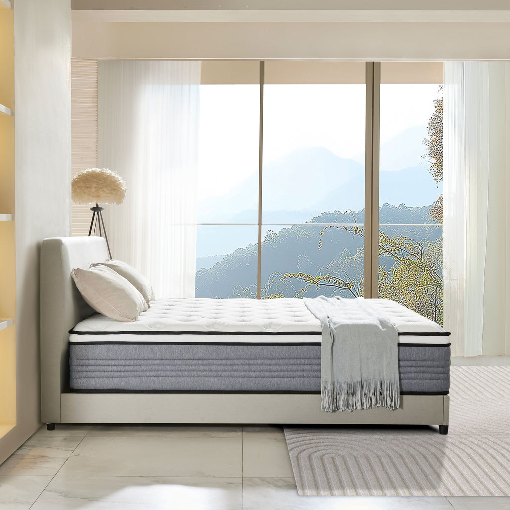 Giovanly 12 inch Full Hybrid Mattress in a Box, Memory Foam and Individually Wrapped Pocket Coils, Medium Firm, Motion Isolation & Edge Support, Breathable Cooling Gel, CertiPUR-US Certified