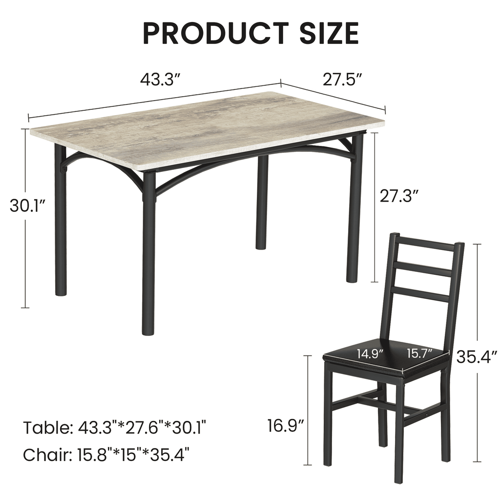 Baxluxe 4-person dining table set, farmhouse-style wooden kitchen dining table and chair set, farmhouse 5-piece dining table set with storage rack, small kitchen dining table set,Black