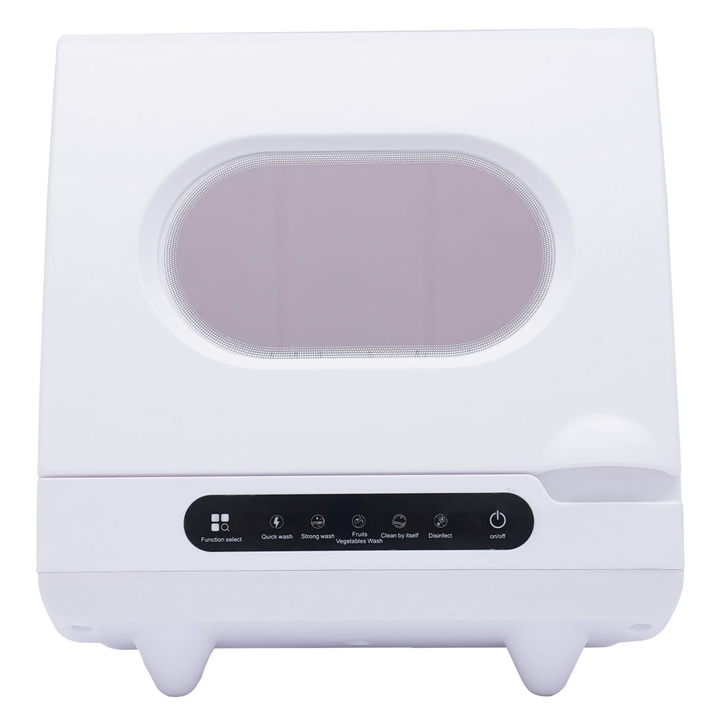 FOGGBET 110V 1200W Portable Countertop Dishwasher with 12 Water Outlets and 360° Rotation Flushing & Hose Connection 3-in-1 Function,15.74*15.74*17.71in,with 5L Water Tank,  for Homes, Apartments