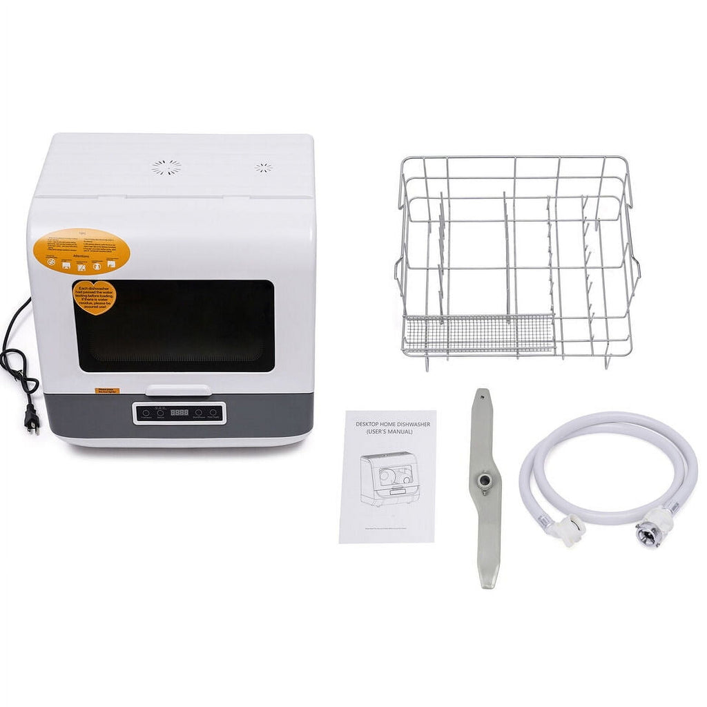 Portable Dishwasher Countertop, Compact Dishwasher W/75°C Air-Dry Function, 3 Washing Programs Mini Dish Washer for Apartments