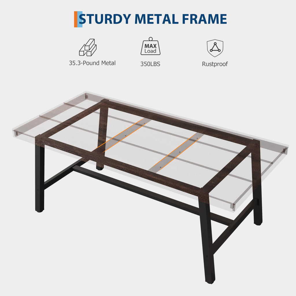 70.87 Inch Long Large Rectangle Dining Table for 6-8 People, Modern Kitchen Dining Room Table with Rustic Wooden Tabletop & Strong Metal frame(Only Gray Walnut Table)