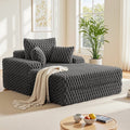 ATHOPE 67.3 Chaise Lounge Chair Indoor, Corduroy Couch Chair with Pillows, Comfy Reading Chairs with Wide Arms, Upholstered Sleeper Sofa for Living Room, No Assembly Required, Gray