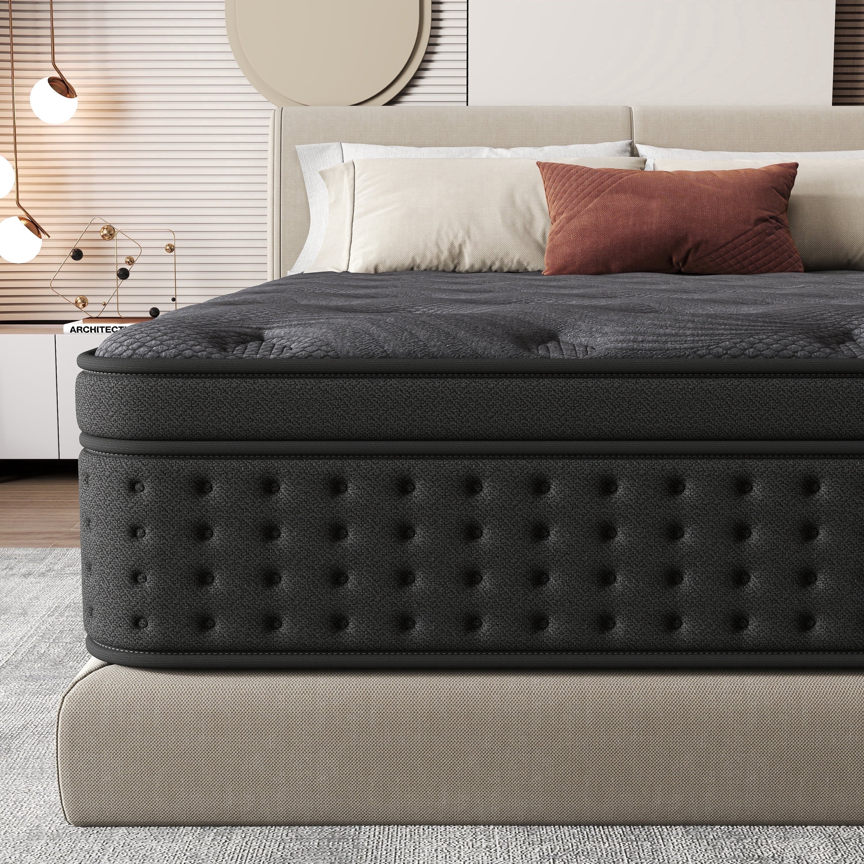 Zekbip 12 inch Queen Mattress in a Box, Hybrid Gel Memory Foam with Individually Wrapped Pocket Coils, Medium Firm, Pressure Relief, Cooling Sleep Support for Adult