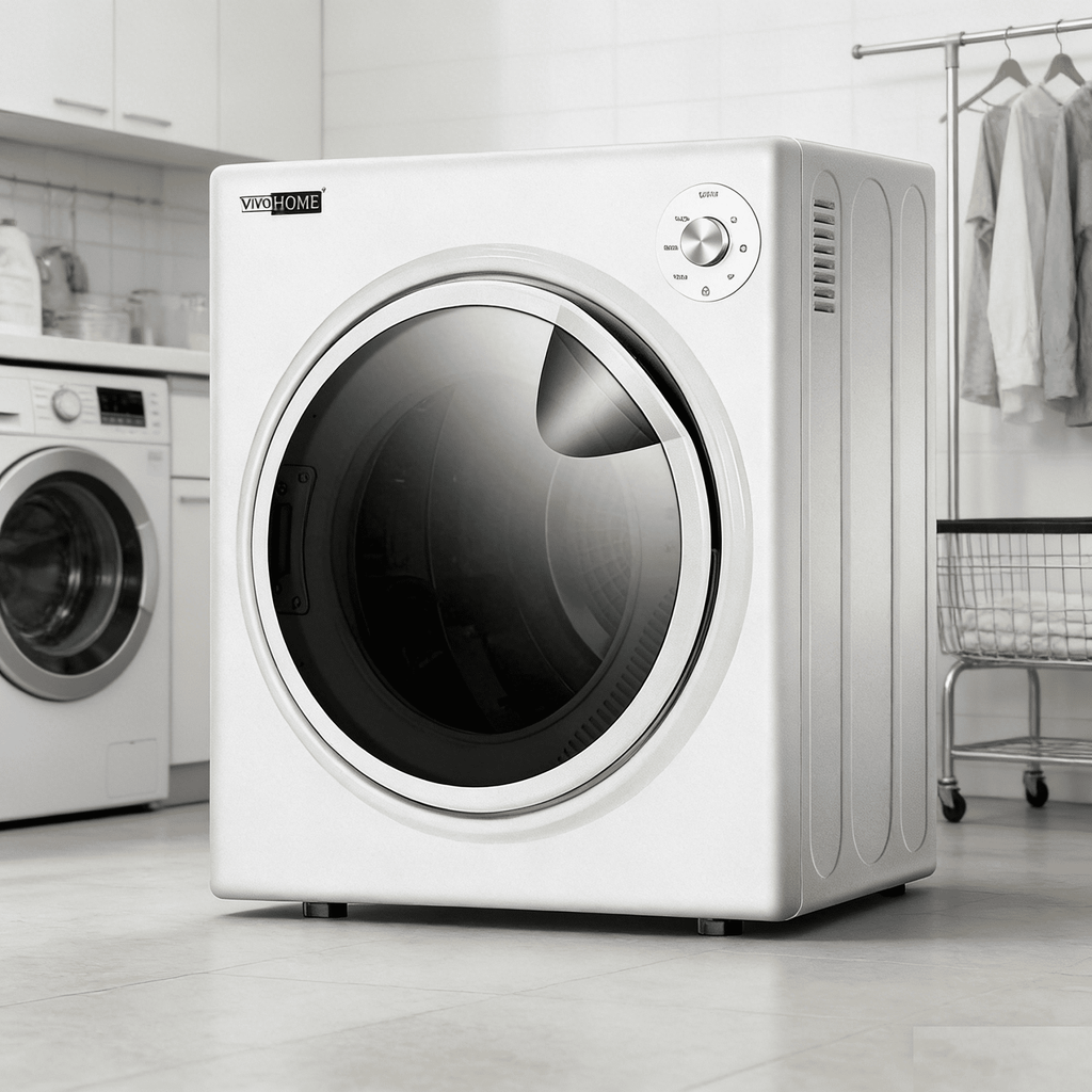 VIVOHOME 1500W Portable Clothes Dryer Machine, 3.5 cu.ft 13Lbs Load, Front Load with Stainless Steel Drum, Adjustable Exhaust Vent