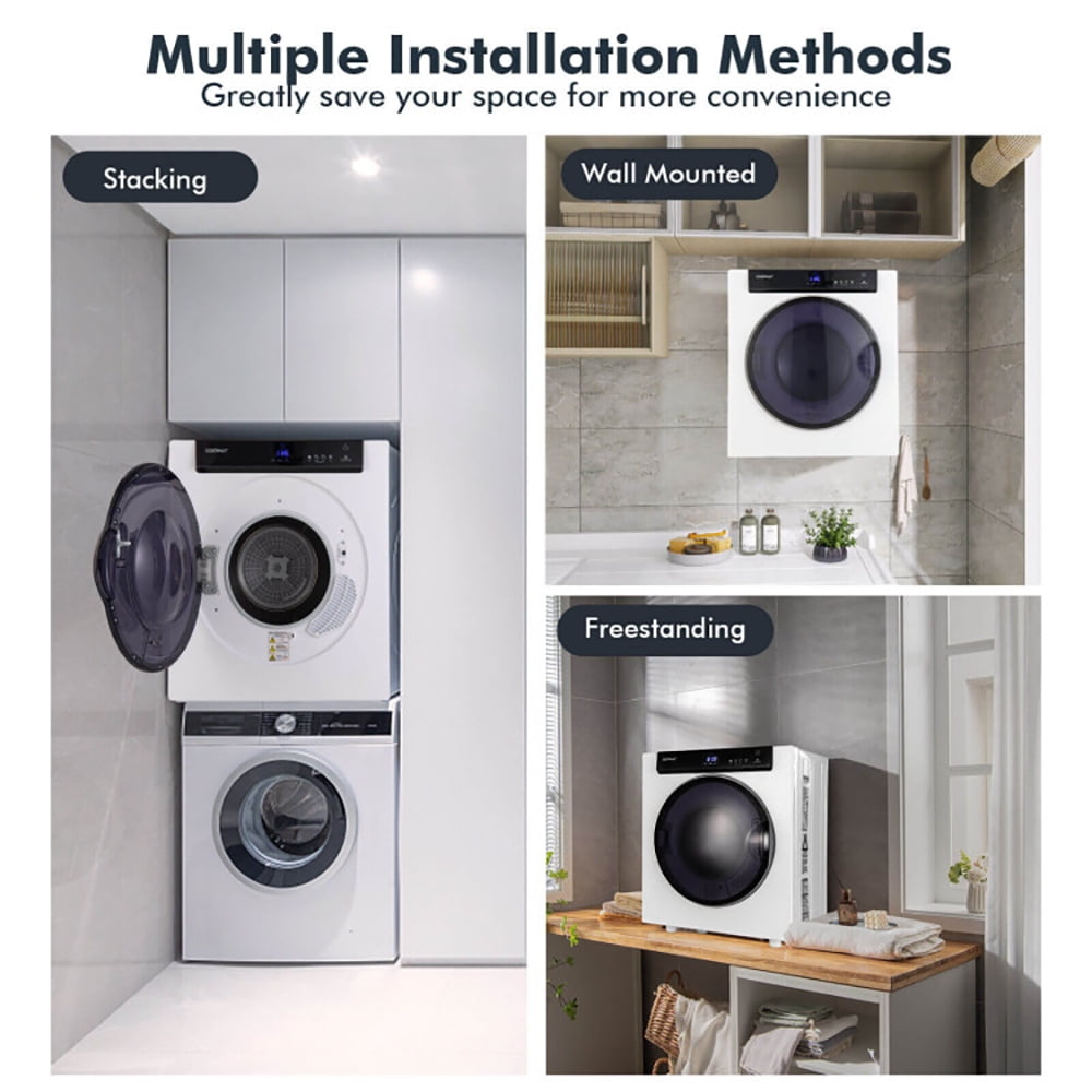 Resenkos 2.6 Cu.ft Compact Clothes Dryer with Touch Panel and 2 Modes, Portable Clothes Dryer, Compact Dryer for laundry