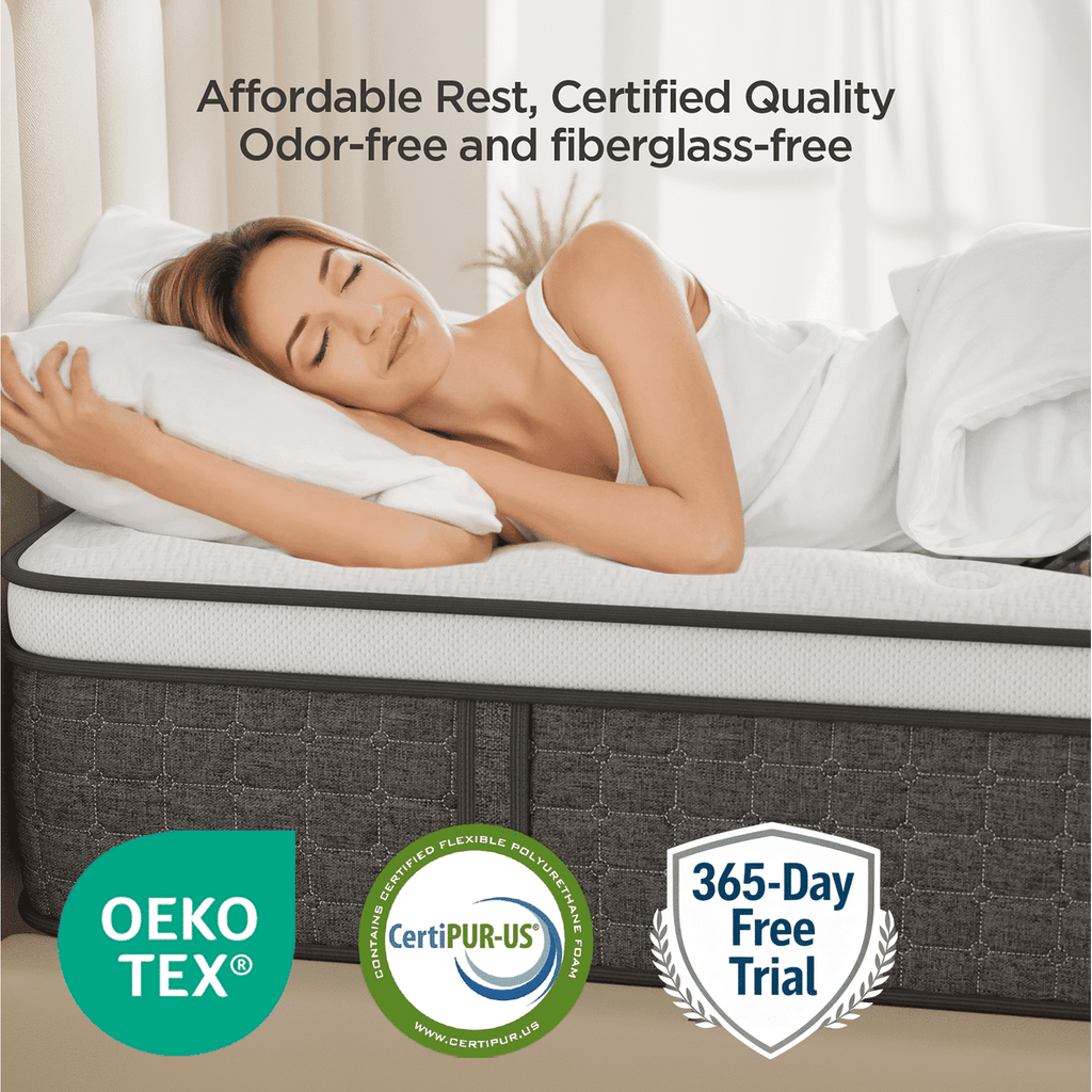Kizreo Firm Twin Mattress [New Version], 10 inch Gel Memory Foam Hybrid Mattress Twin Size Bed in a Box, Pressure & Pain Relief, CertiPUR-US, Individual Pocket Spring, Edge Support