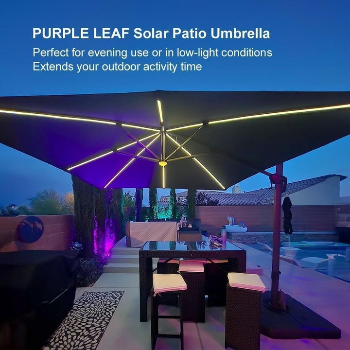PURPLE LEAF 9x11.5 Ft Cantilever Umbrella Rectangle Outdoor Patio Umbrella Large Offset Hanging Umbrella Aluminum Umbrella with 360°Rotation Adjustable Garden Pool Umbrella,Turquoise Blue