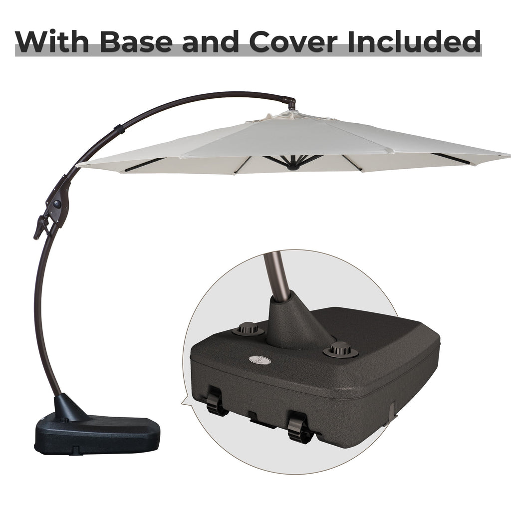 GRANDPATIO 12 ft Deluxe Aluminium Patio Umbrella with Base, Large Offset Outdoor Umbrella, Navy Blue