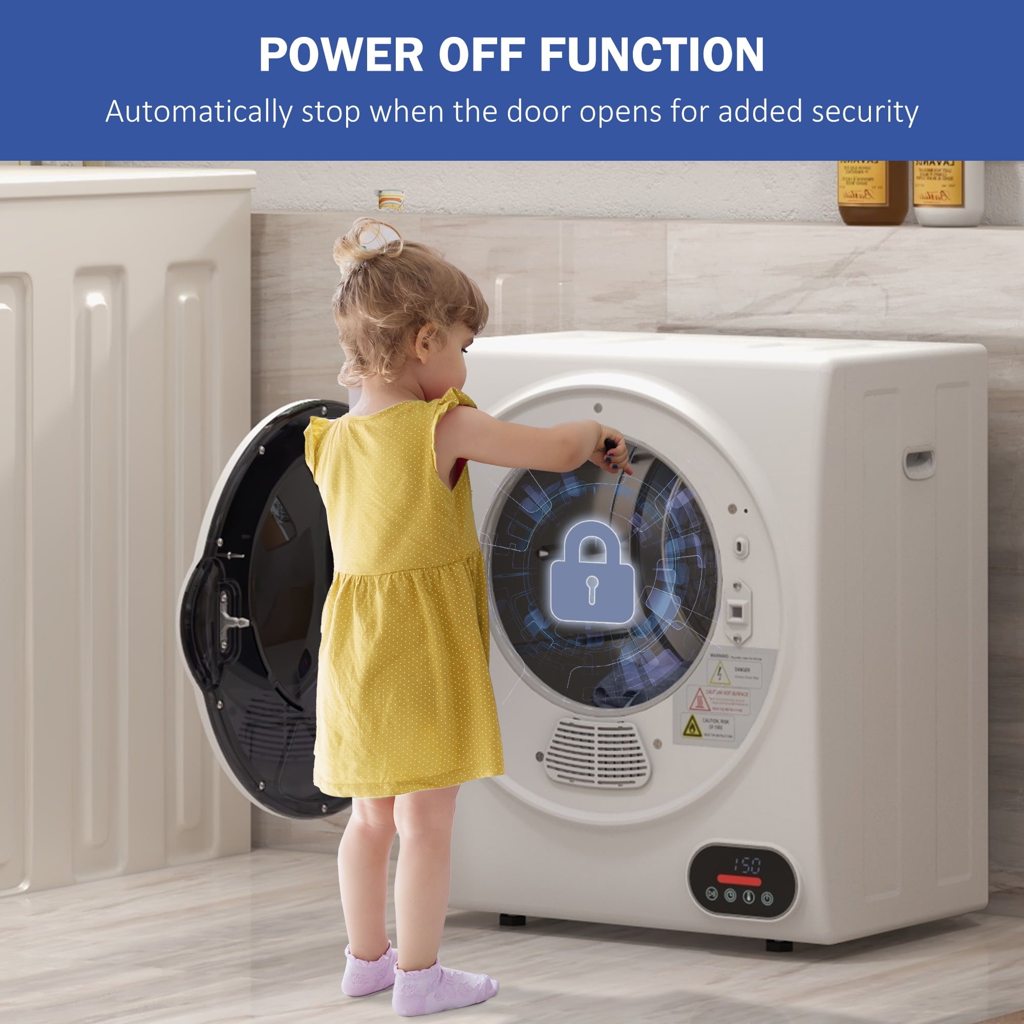HOMCOM 9 lb 120V White Electric Dryer