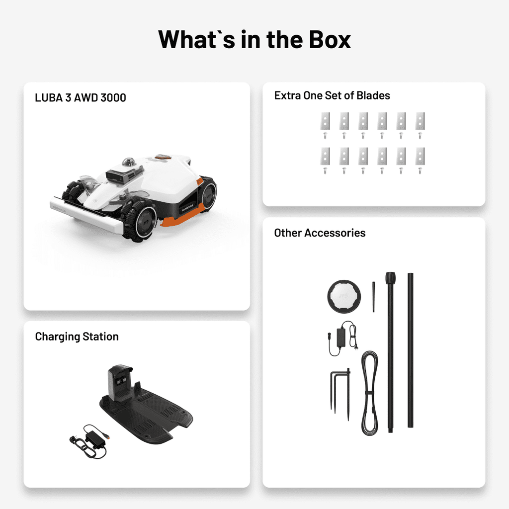 Mammotion LUBA 3 AWD 3000 Robot Lawn Mower, 0.75 Acres,360° LiDAR+RTK+AI Vision Tri-Fusion Positioning,1.0-2.7in Cut