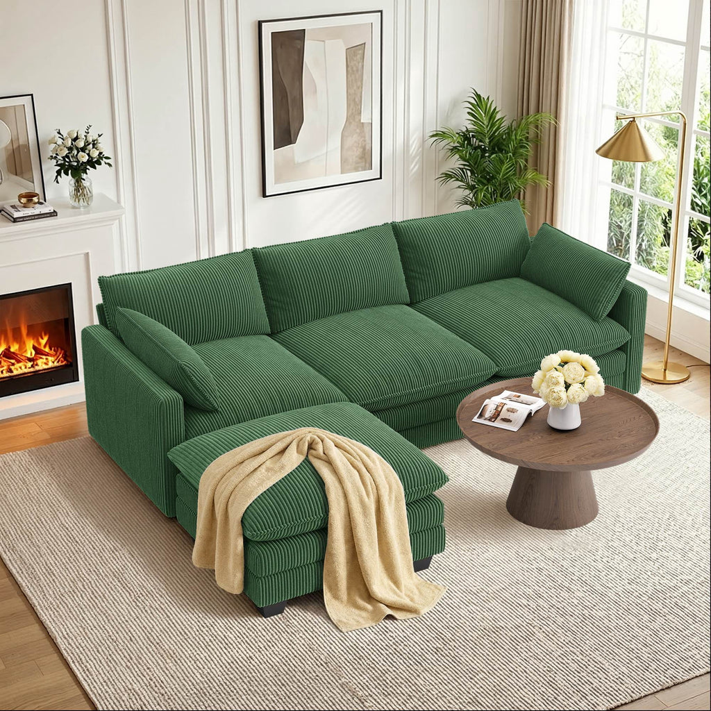 Asofer 31 Cloud Accent Sofa With Washable Cover, Single Corduroy Chair with Deep Seat Upholstered Cushion for Apartment,Dark gray