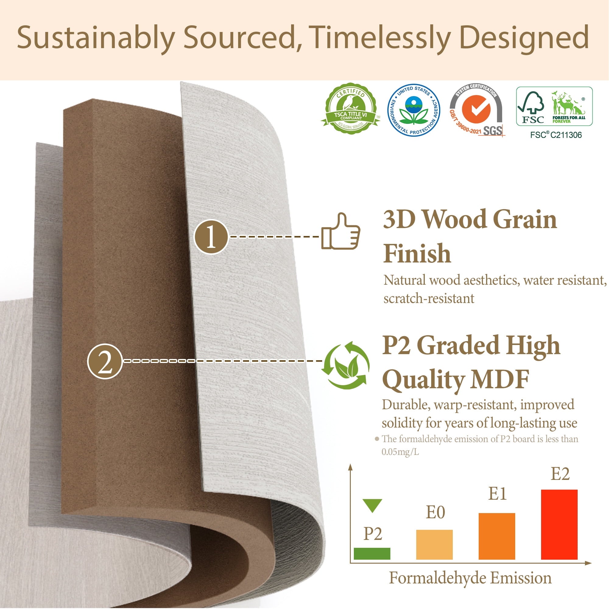 Brafabhome 67H Fluted Armoire Wardrobe Closet with Drawer, Wooden 2 Doors Wardrobe Cabinet with Hanging Rod & Adjustable Shelf for Bedroom | Whitewash