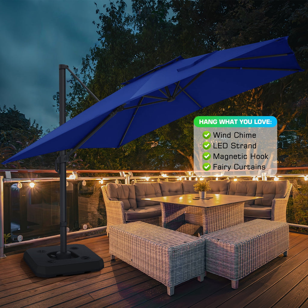 HOTEEL 10ft Patio Umbrella Outdoor Square Large Cantilever Windproof Offset and Heavy Duty Sun Umbrella for Garden Deck Pool，Gray