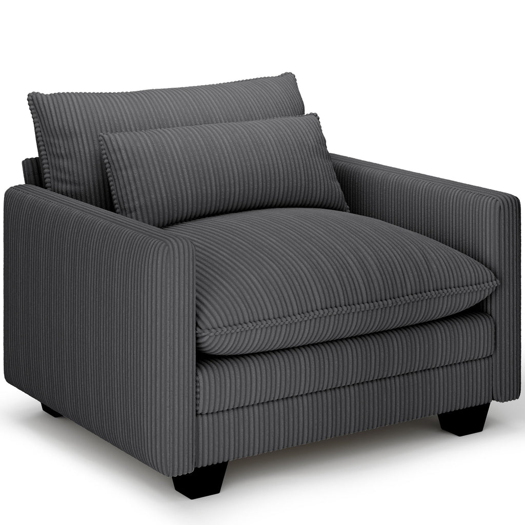 Asofer 31 Cloud Accent Sofa With Washable Cover, Single Corduroy Chair with Deep Seat Upholstered Cushion for Apartment,Dark gray