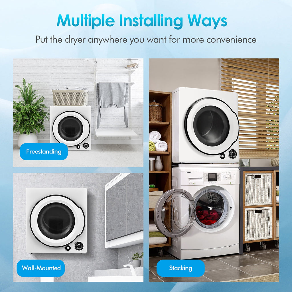 Costway 1350W Electric Compact Laundry Dryer 13.2 LBS Clothes Dryer 5 Drying Programs