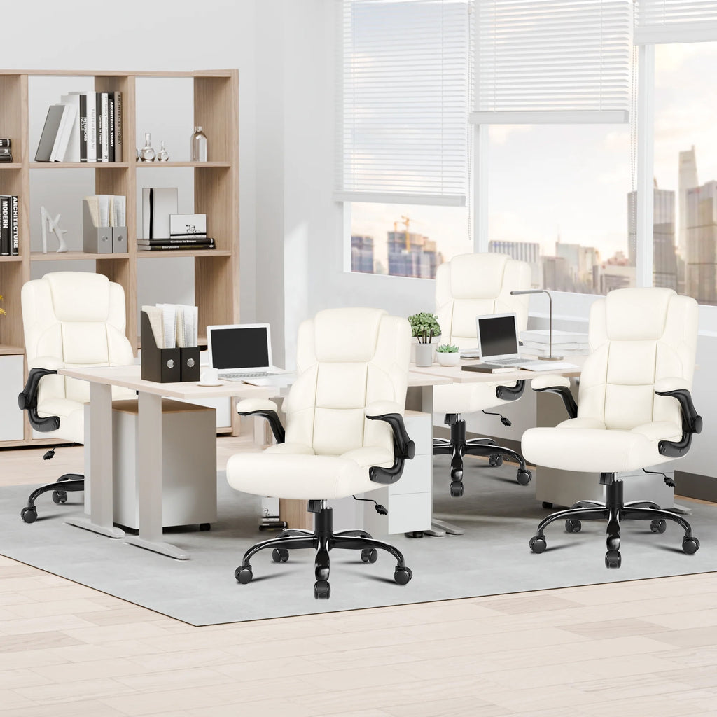 JONPONY Leather Office Chair, Big and Tall Office Chair 400LBS Wide Seat Ergonomic Computer Desk Chair High Back Executive Leather Chair Adjustable Task Chair Lumbar Back with 1-Year Warranty, Black