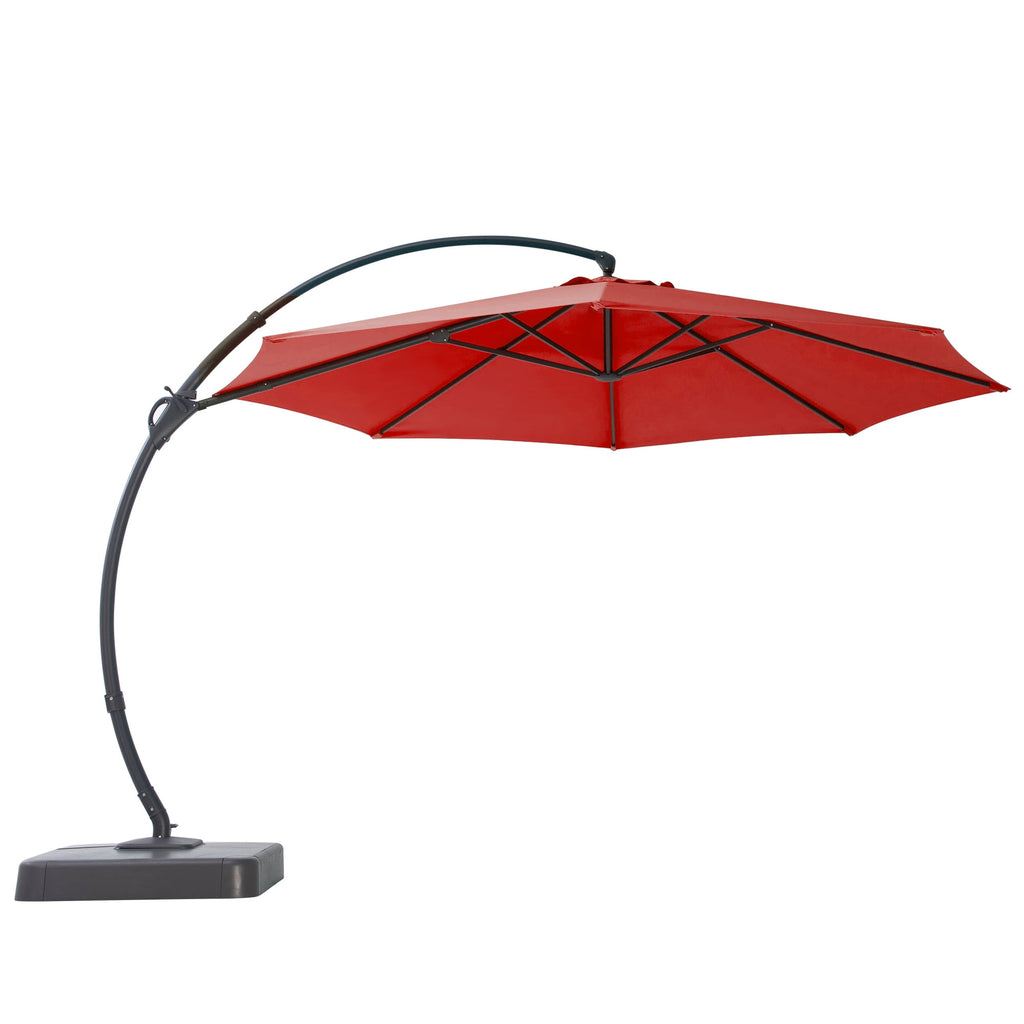LAUSAINT HOME 11 FT Outdoor Patio Umbrella with Base, Aluminum Cantilever Umbrella with Crank, Gray