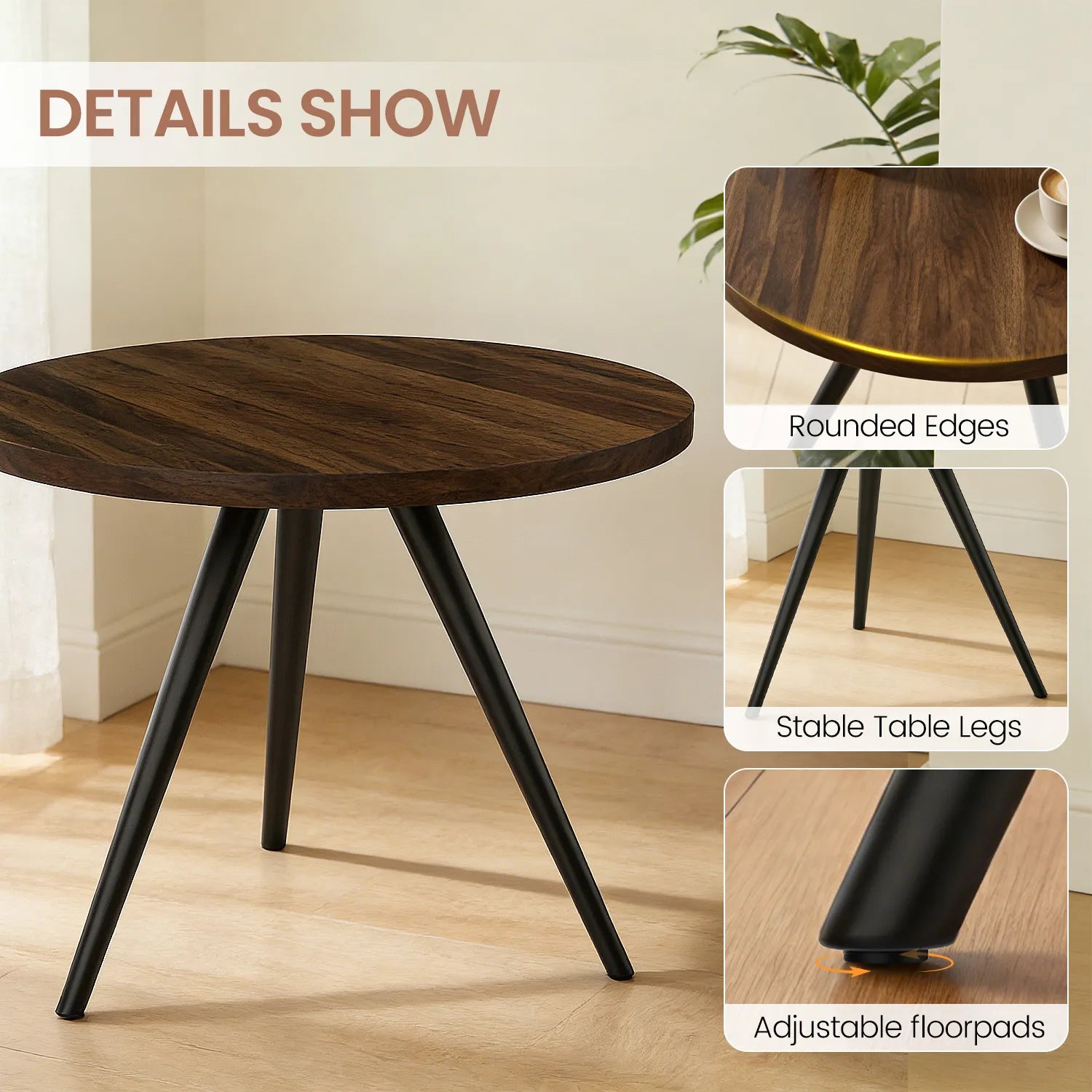 34.8 Round Dining Table for 4 People, Modern Circle Kitchen Table with Metal Legs for Kitchen, Dining Room, Apartment,Gray