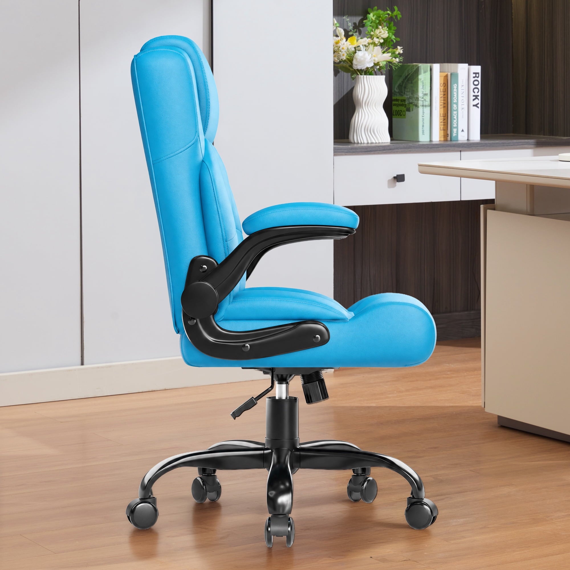 JONPONY Leather Office Chair, Big and Tall Office Chair 400LBS Wide Seat Ergonomic Computer Desk Chair High Back Executive Leather Chair Adjustable Task Chair Lumbar Back with 1-Year Warranty, Black