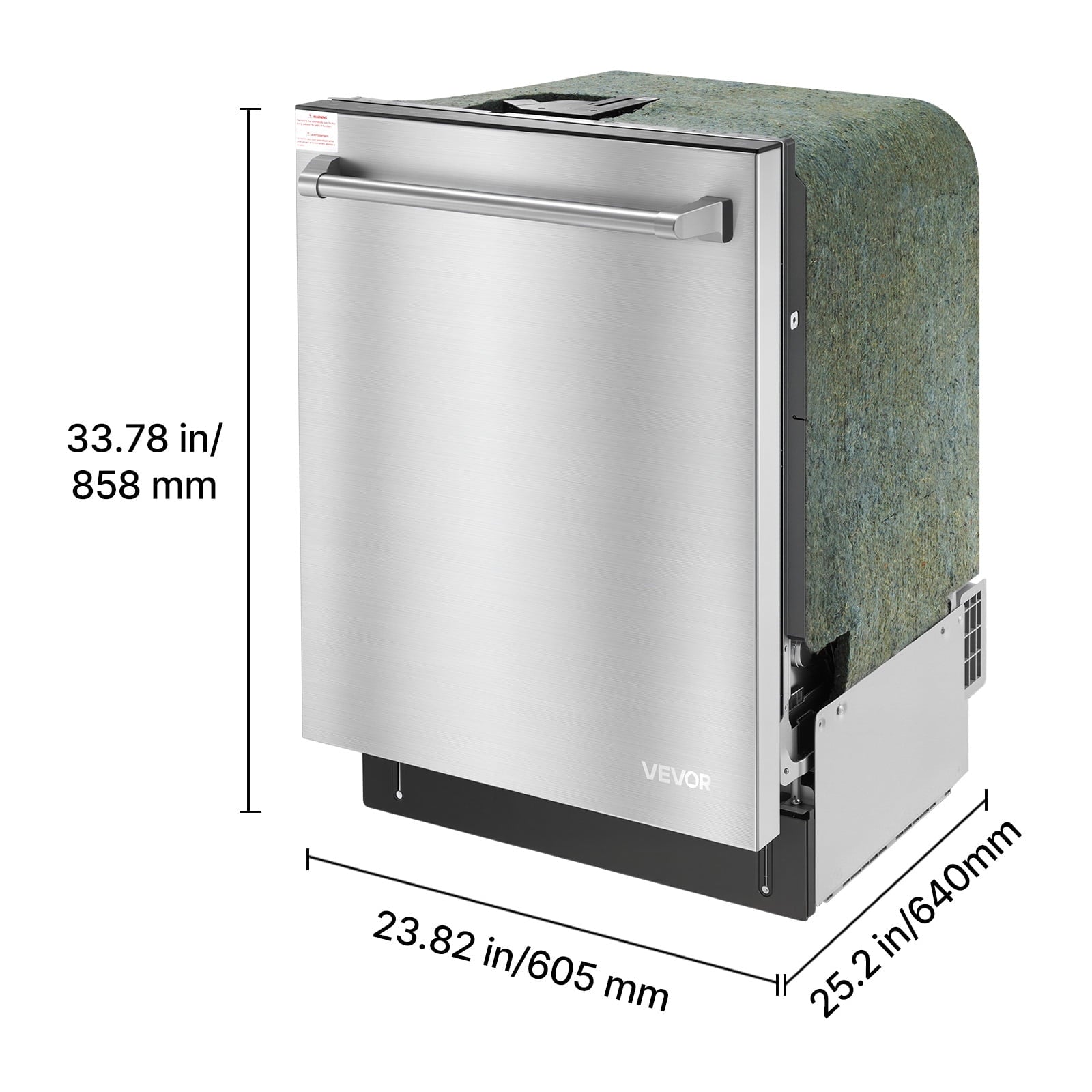 VEVOR 24 Inch Built-In Dishwasher, Stainless Steel Tub, 14 Place Settings and 8 Washing Programs, 23.82 x 25.2 x 33.78 Inch Low-Noise Dishwashing Machine with Upper / Lower Racks and Zoned Storage