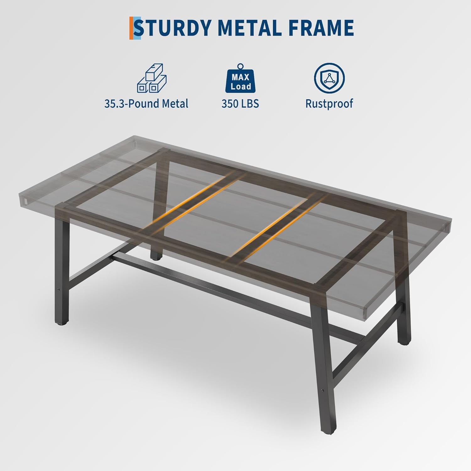 70.87 Inch Long Large Rectangle Dining Table for 6-8 People, Modern Kitchen Dining Room Table with Rustic Wooden Tabletop & Strong Metal frame(Only Gray Walnut Table)
